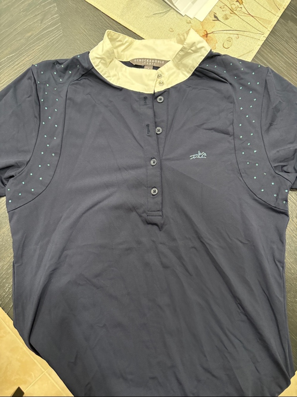 Navy Equestrian Polo with Contrast Collar